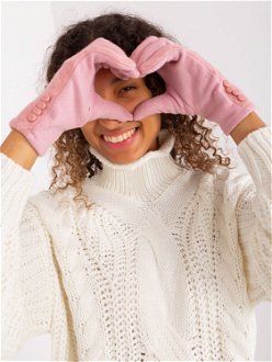 Light pink gloves with geometric pattern