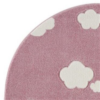 Detský koberec - Sky Cloud obláčiky okrúhly farba: ružová - biela 6