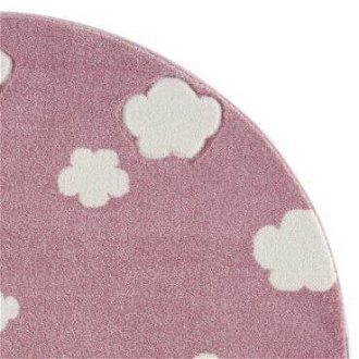 Detský koberec - Sky Cloud obláčiky okrúhly farba: ružová - biela 7