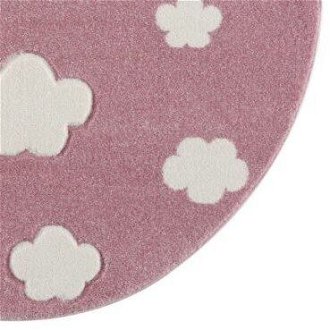 Detský koberec - Sky Cloud obláčiky okrúhly farba: ružová - biela 9