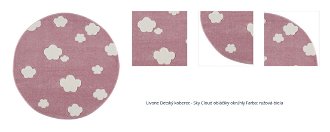 Detský koberec - Sky Cloud obláčiky okrúhly farba: ružová - biela 1