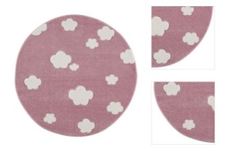 Detský koberec - Sky Cloud obláčiky okrúhly farba: ružová - biela 3