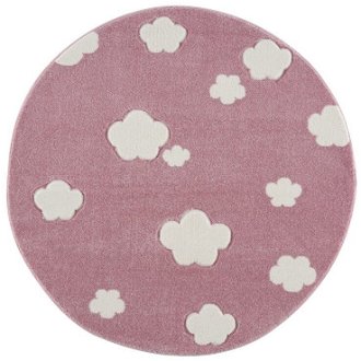 Detský koberec - Sky Cloud obláčiky okrúhly farba: ružová - biela 2