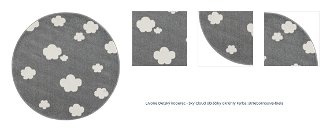 Detský koberec - Sky Cloud obláčiky okrúhly farba: striebornosivá - biela 1
