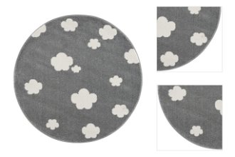 Detský koberec - Sky Cloud obláčiky okrúhly farba: striebornosivá - biela 3