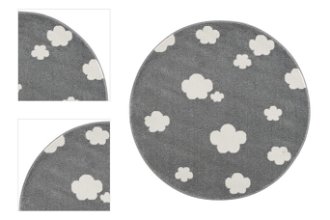 Detský koberec - Sky Cloud obláčiky okrúhly farba: striebornosivá - biela 4