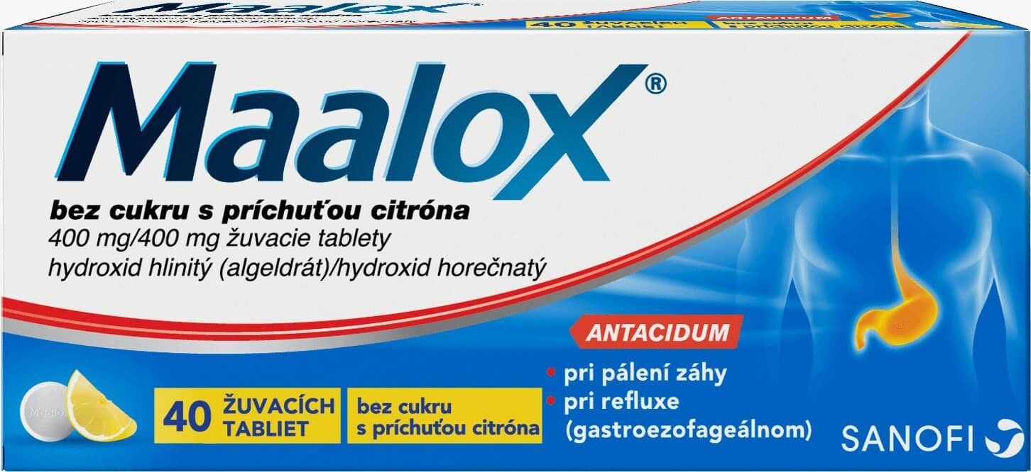 Maalox ® bez cukru citrón 40 tabliet