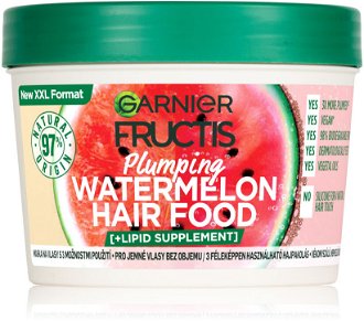 Maska pre jemné vlasy bez objemu Garnier Fructis Watermelon Hair Food 3 Usage Mask - 400 ml (C6845100) + darček zadarmo 2