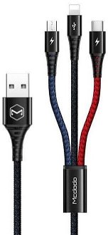 McDodo Armor Series dátový kábel 3v1 - lightning, MicroUSB, USB-C, Black