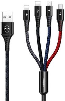 McDodo Armor Series dátový kábel 4v1 - Lightning, MicroUSB, USB-C, Black