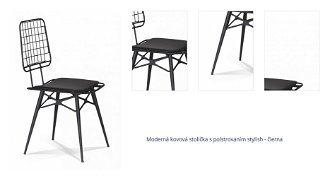 Moderná kovová stolička s polstrovaním stylish - čierna 1