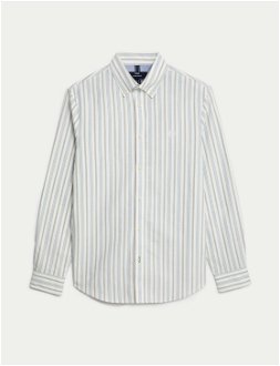 Modro-krémová pánska pruhovaná košeľa Marks & Spencer Oxford
