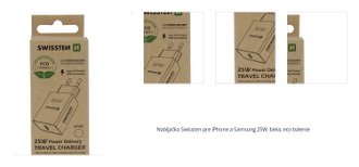 Nabíjačka Swissten pre iPhone a Samsung 25 W, biela, eco balenie 1