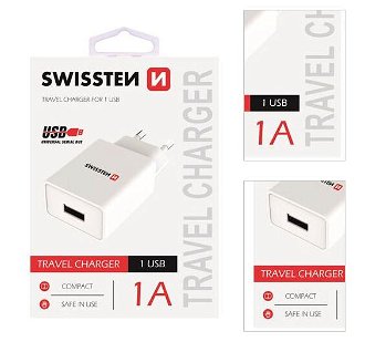 Nabíjačka Swissten Smart IC 1A s USB konektorom, biela 3