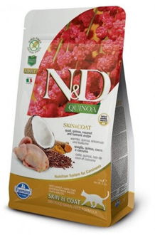 N&D Cat quinoa adult Skin&Coat prepelica 0,3 kg