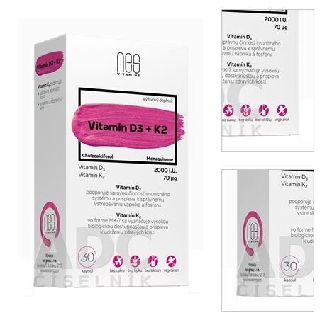 nesVITAMINS Vitamin D3 2000 I.U. + K2 70 μg 8