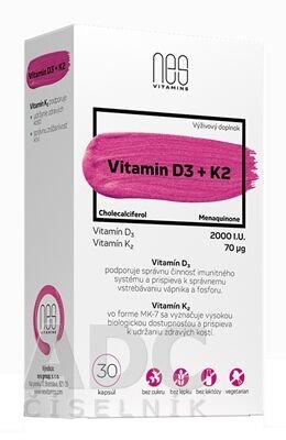 nesVITAMINS Vitamin D3 2000 I.U. + K2 70 μg