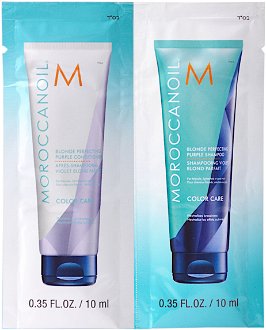 Neutralizačný šampón a kondicionér pre blond vlasy Moroccanoil Blonde Perfecting Purple - 2x10 ml