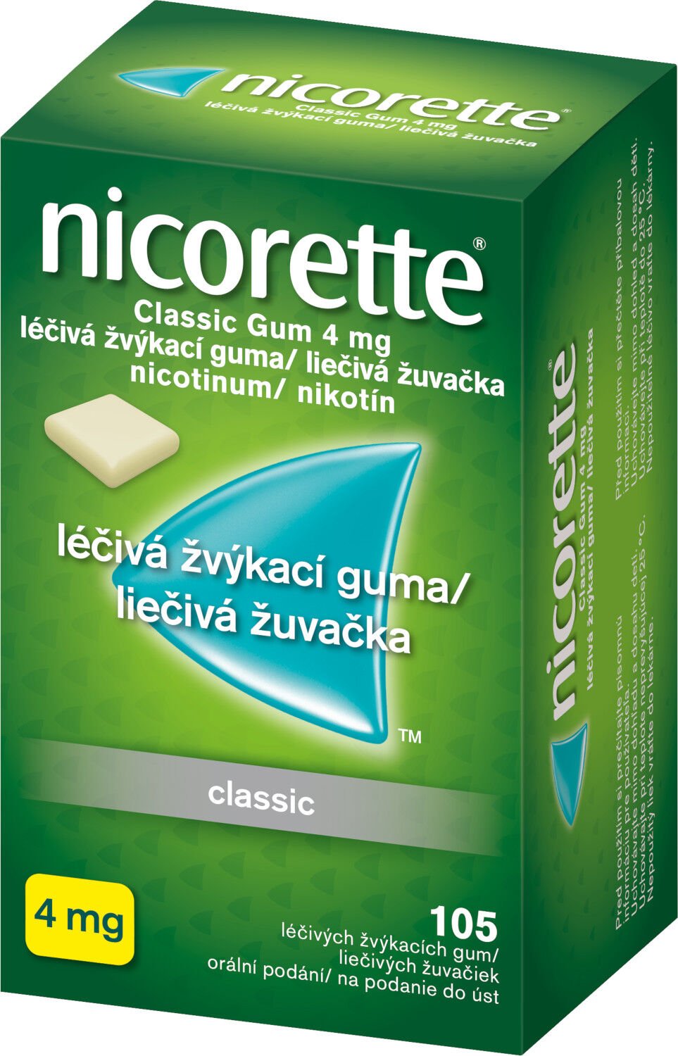 Nicorette ® Classic Gum 4 mg, liečivé žuvačky 105 ks