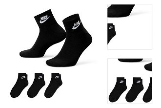 Nike Everyday Essential Socks 3-Pack Black - Unisex - Ponožky Nike - Čierne - DX5074-010 - Veľkosť: S 3