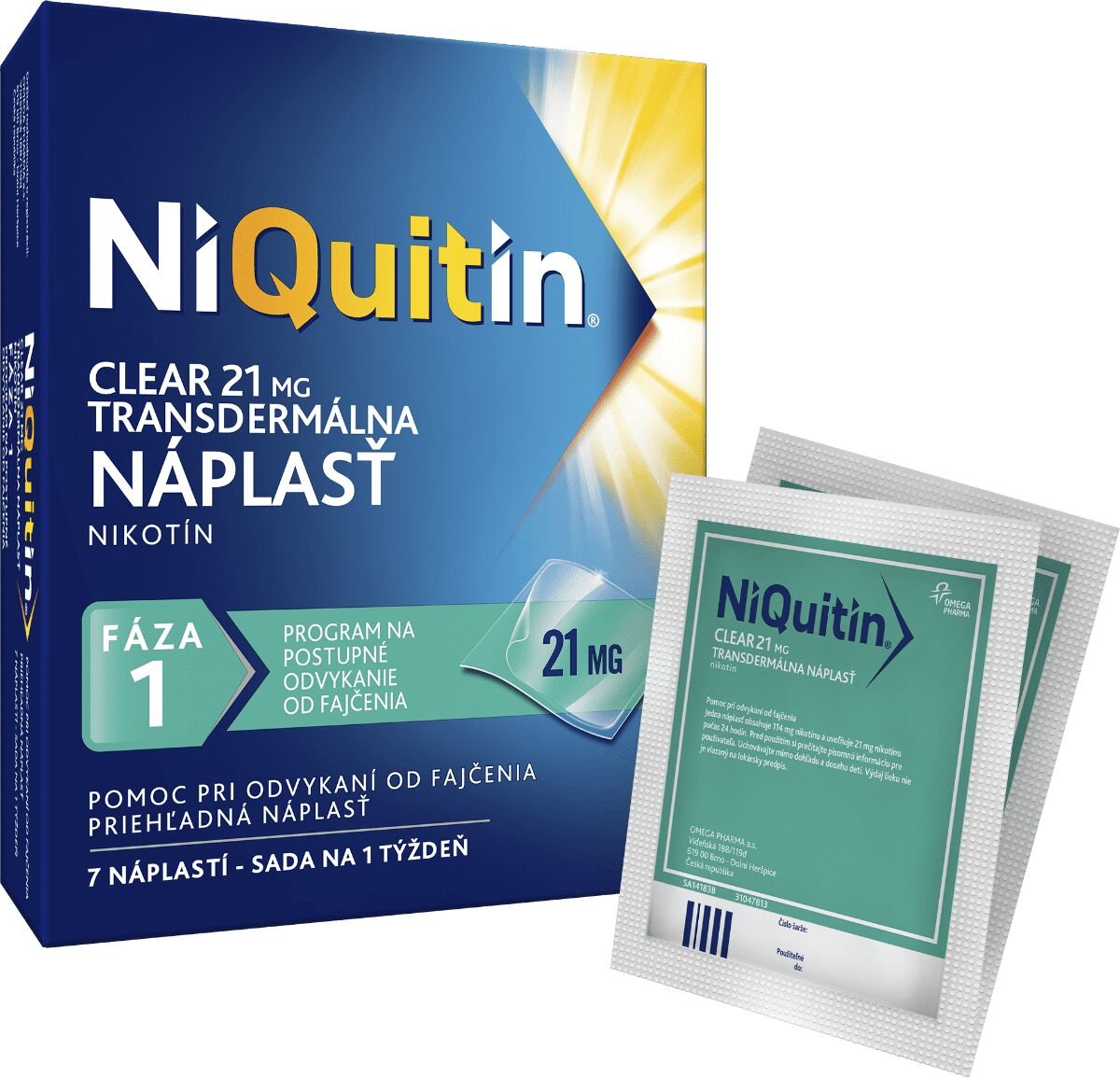 Niquitin Clear 21 mg Transdermálna náplasť 7 ks