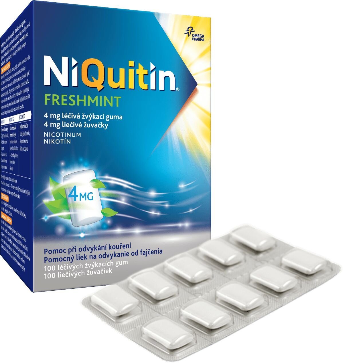 Niquitin Freshmint 4mg liečivé žuvačky 100 ks