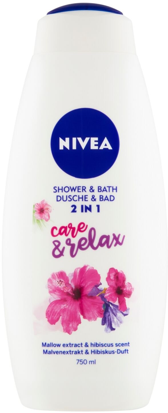 NIVEA sprchový gél a pena do kúpeľa Care&Relax 750ml