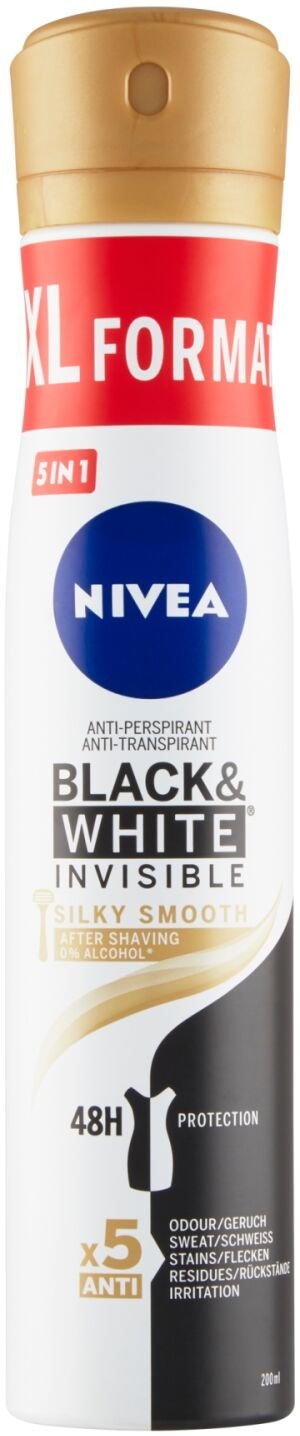 NIVEA Sprej antiperspirant B&W Invisible Silky Smooth 200ml