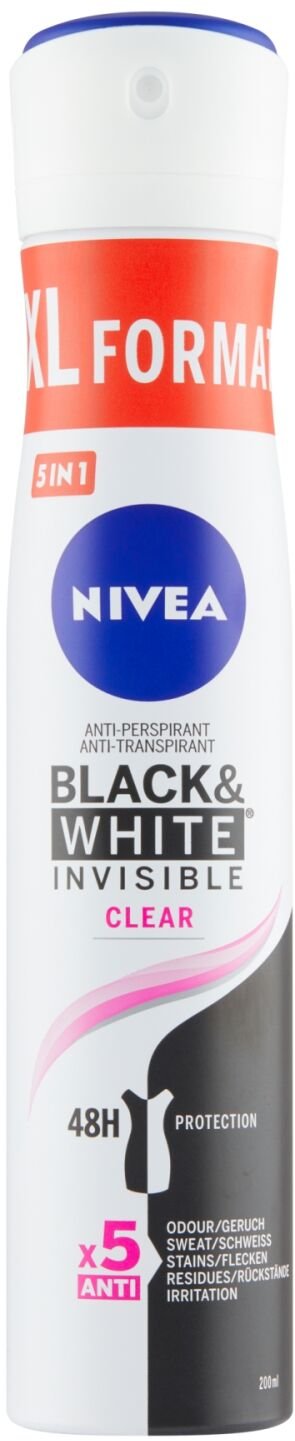 NIVEA Sprej antiperspirant Invisible For Black&White Clear 200ml