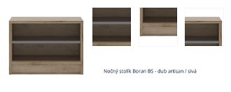 Nočný stolík Boran BS - dub artisan / sivá 1