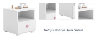 Nočný stolík Enos - biela / ružová 1