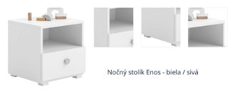 Nočný stolík Enos - biela / sivá 1
