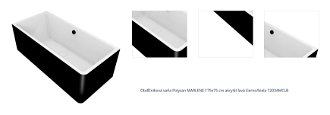 Obdĺžniková vaňa Polysan MARLENE 175x75 cm akrylát ľavá čierno/biela 72034MCLB 1