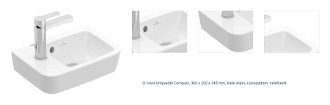 O.novo Umývadlo Compact, 360 x 250 x 145 mm, biele Alpin, s prepadom, neleštené 1