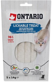Ontario cat lízacia pochúťka tuniak/treska 5 x 14 g