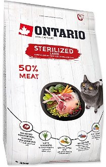 Ontario Cat Sterilised jahňa 2 kg