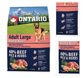 ONTARIO dog ADULT LARGE beef and rice - 2,25kg 3