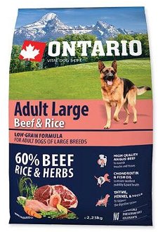 ONTARIO dog  ADULT LARGE beef and rice - 2,25kg
