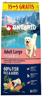 Ontario granuly Adult Large ryba a ryža 15+5kg zdarma