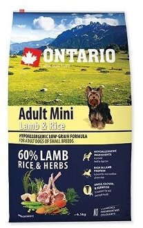 Ontario granuly Adult Mini jahňa a ryža 6,5 kg