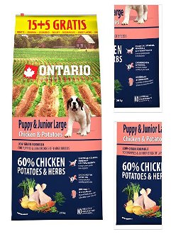 Ontario granuly Puppy & Junior Large kura a zemiaky 15+5 kg zadarmo 3