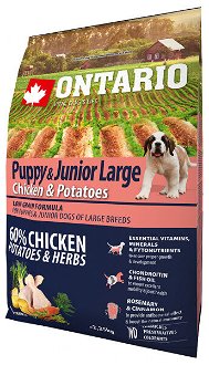 Ontario granuly Puppy & Junior Large kura a zemiaky 2,25 kg