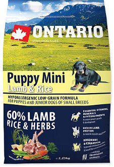 Ontario granuly Puppy Mini jahňa a ryža 2,25 kg 2