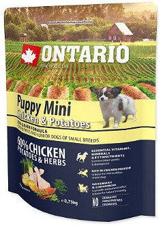 Ontario granuly Puppy Mini kura a zemiaky 0,75 kg