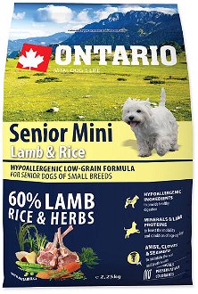Ontario granuly Senior Mini jahňa a ryža 2,25 kg 2