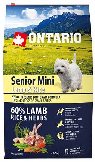 Ontario granuly Senior Mini jahňa a ryža 6,5 kg