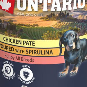 Ontario konzerva Puppy mleté kuracie s príchuťou spiruliny a s lososovým olejom 800g 5