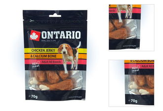 ONTARIO Snack 100% prírodná pochúťka pre psov - kuracie plátky + kalciová kosť. 70g 3