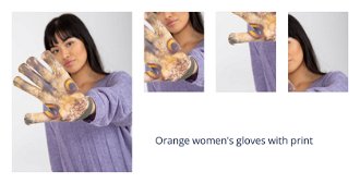 Orange women's gloves with print 1