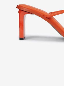 Oranžové dámske kožené pantofle na podpätku Calvin Klein Heel Mule 8